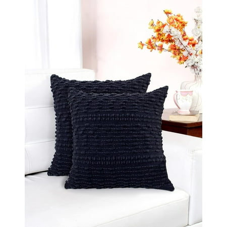 

ACCENTHOME Boho Throw Pillow Cover 16x16 inch (2 Pc) Cotton Hand Woven Decorative Design Pillows for Farmhouse Couch Sofa Bedroom | Navy Tufted Pillow Covers | Home Decor Textured Hug Pillowcases