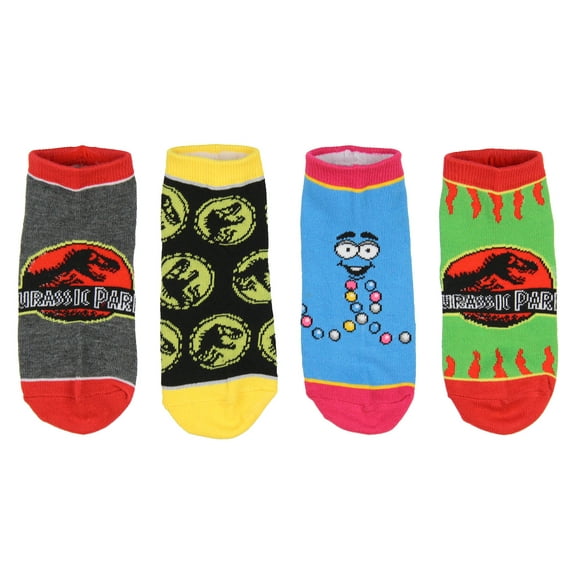 Jurassic Park Socks Kids T-Rex Dinosaur World Ankle No Show Socks - 5 Pack