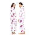 thumbnail image 2 of Notus Unisex Adult Fleece Hooded Zip Up One Piece Pajama Jumpsuit Sleepwear & Loungewear Kiss Design XXL, 2 of 6