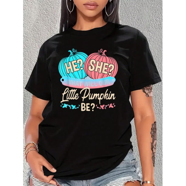 Gender Reveal Party Burnouts Bows Pink Or Blue Big Brother T-Shirt Print Crew Neck T-Shirt, Women GrCamisetas para mujer, lindas camisetas con estampado gráfico, de manga corta, estilo casual, para ve