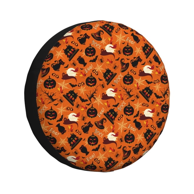 Fotbe Retro Halloween Funda de Llanta de Repuesto con Estampado, Engrosada, Ajuste Universal para Jeep, Remolque, RV, SUV, Camión-14 inch