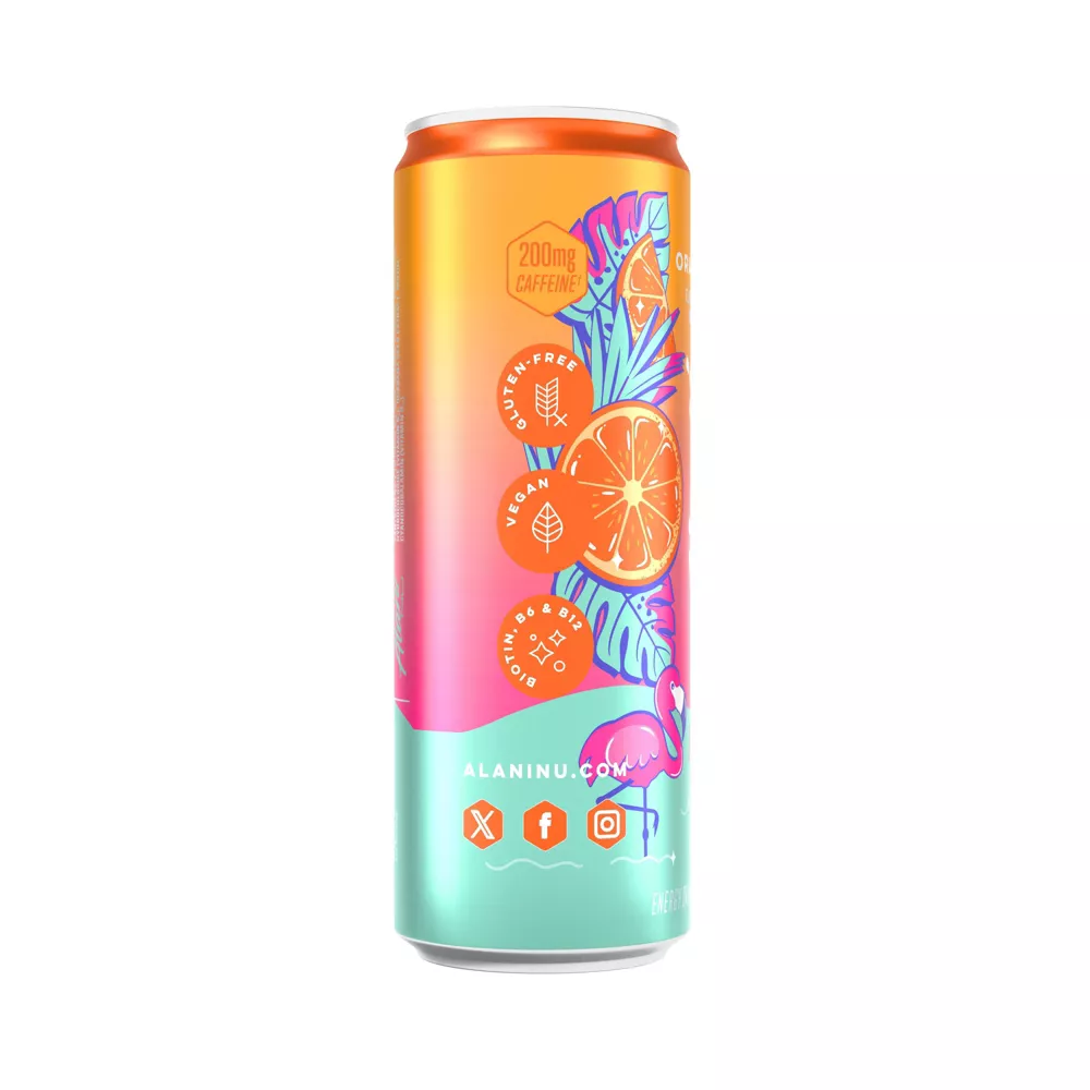 Alani Nu Orange Kiss Energy Drink, 12 fl oz Cans, Pack of 6