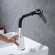 thumbnail image 2 of Grifo de montaje en pared negro, grifo de agua fría para baño, grifo de lavabo de una sola palanca, caño giratorio 360 grados, grifo fregadero fácil instalación, 2 of 9