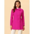 thumbnail image 2 of Abrigo Largo De Invierno Con Cuello Peter Pan Y Doble Botonadura Para Mujer Rosa caliente XS, 2 of 7