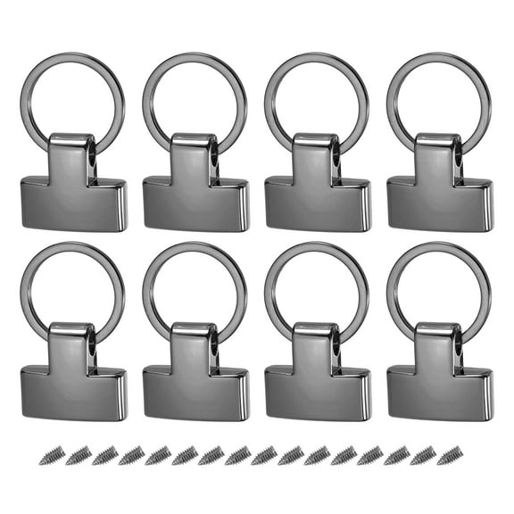 8Pcs 22mm/ 0.87" Key Fob Hardware with Keychain Ring Purse Bag Hardware, Metallic Black
