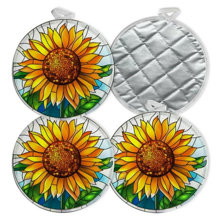 

4 PCS Pot Holders for Kitchen Potholders Sets with Hook for Oven Cooking Baking Sunflower In The Center