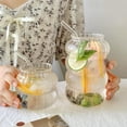 thumbnail image 4 of HUGFEGWE 2 Pcs Ribbed Glass Cups 13.9oz Ripple Drinking Glasses Set Vintage Wave Shape Iced Coffee Glasses Beverage Glasses for Cocktail Beverage Juice Milk CA919-74170, 4 of 7