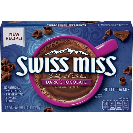 Snowman Hot Chocolate - (6 Pack) Swiss Miss Indulgent Collection Dark Chocolate Sensation Hot Cocoa Mix, 8 Count 10 oz
