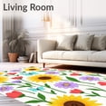 thumbnail image 2 of ODIKA 6'x9' Machine Washable Non-Slip Area Rug, Enchanted Meadow Wildflower Symphony with Papillon Accents High Traffic Rug, Yellow, 663403, 2 of 7