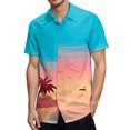 thumbnail image 1 of Camisas Cuello De Hombre Camisa de manga corta con solapa y hebilla de bolsillo con impresión digital 3D para hombre (Blue, XL), 1 of 4