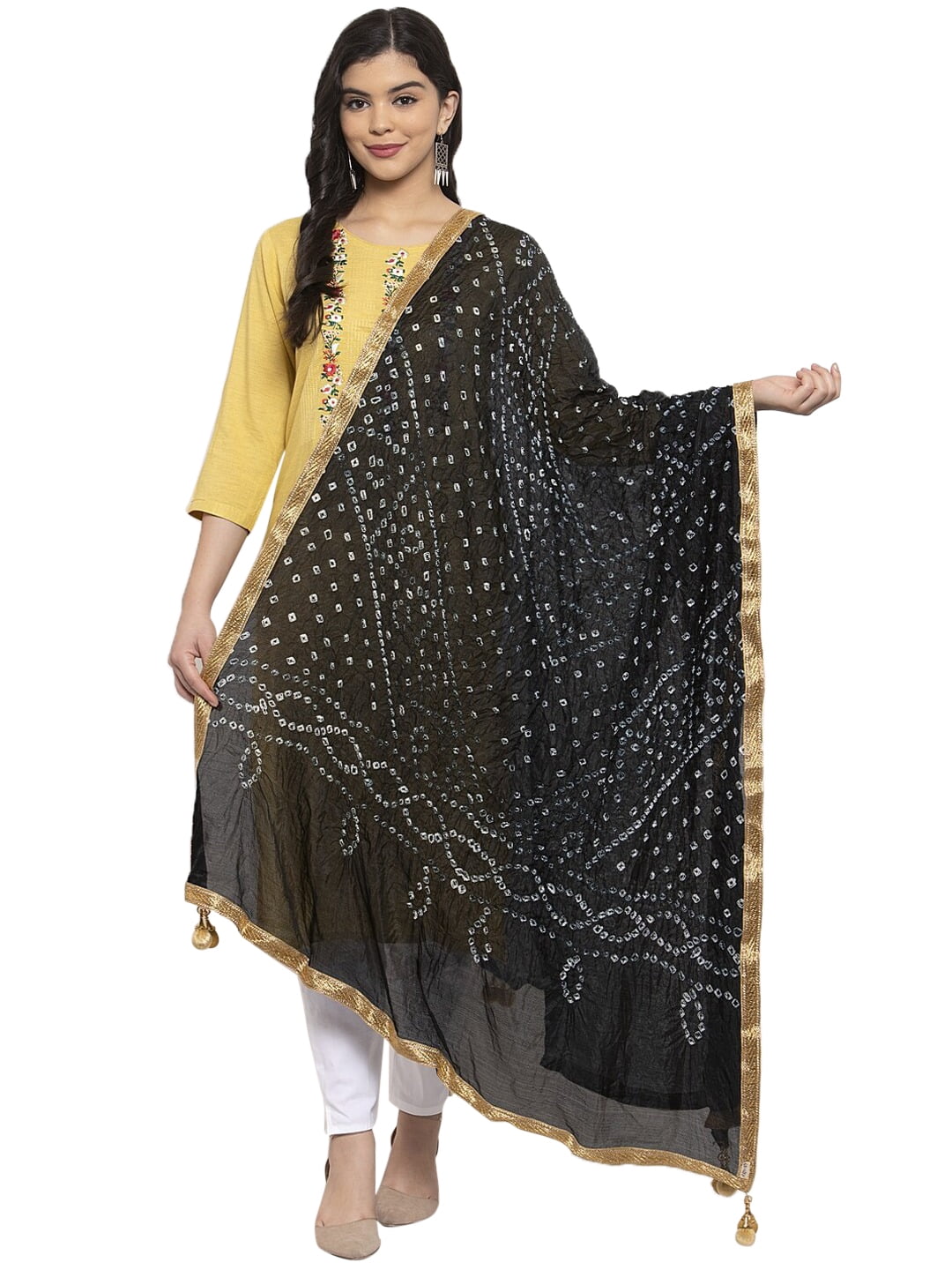 Beige Dupatta Stole 100% Pure Cotton Indian Traditional Ethnic Scarf For Women