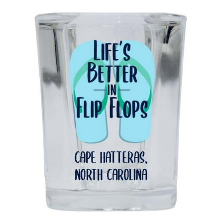 

Cape Hatteras North Carolina Souvenir 2 Ounce Square Shot Glass Flip Flop Design 4-Pack