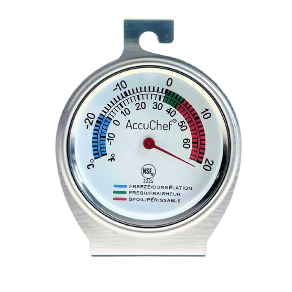 AccuChef freezer/refrigerator thermometer, Stainless Steel, hangs or stands alone, Model 2225, Monitor Storage Temperature