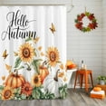 thumbnail image 2 of Shower Curtain 66"W x 72"L Pumpkin Thanksgiving Pumpkin Sunflower Butterfly Fabric Shower Curtains Set with Hooks Water Repellent Bathroom Curtains Machine Washable Bathroom Accessories, 2 of 6
