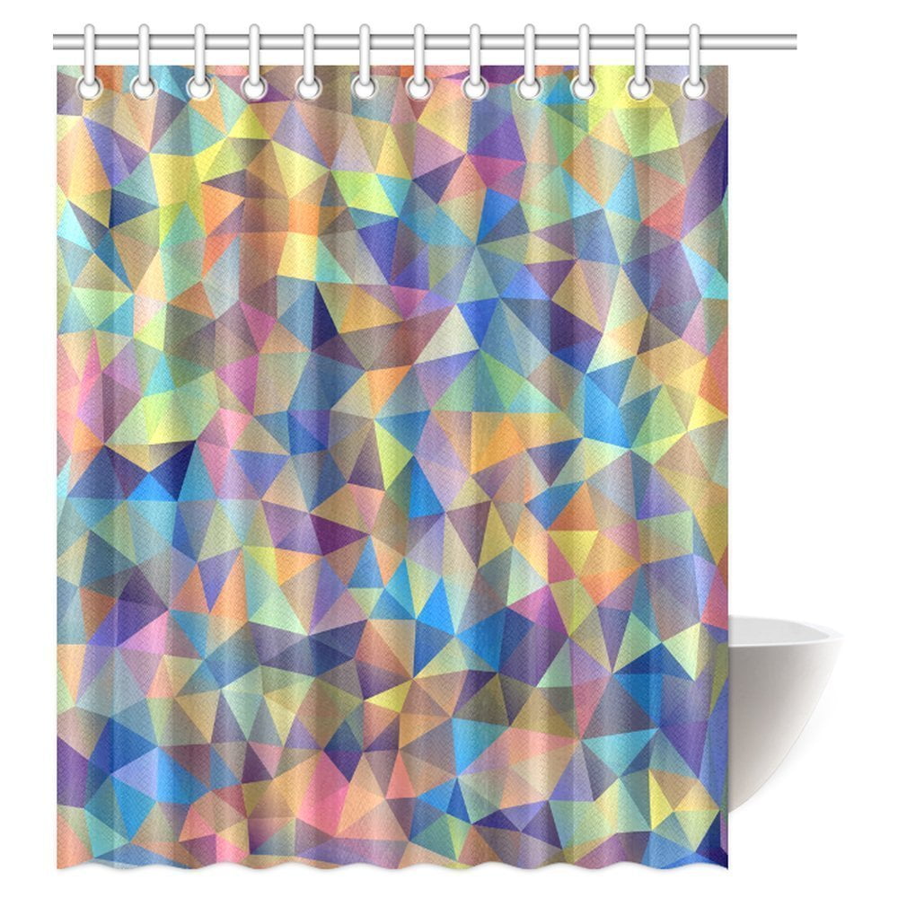 MYPOP Abstract Home Decor Shower Curtain, Abstract Colorful Triangles
