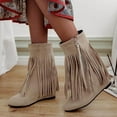 thumbnail image 2 of TKYCMSUAKI Women's Western Tassel Cowboys Ankle Boots, Retro Fringe Pointy Toe Chunky Low Heel Cowgirls Ankle Booties Mid Calf Riding Boots Retro Wide Calf Ankle Booties Short Boots Winter Shoes, 2 of 7