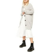 FREE PEOPLE Womens Gray Pocketed Long Sleeve With buttons Sweater Size: S