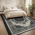 thumbnail image 3 of ODIKA 8'x10' Washable Area Rug Foyer Ornamental Boho Delicate Repeating Bands Entryway Beige for Dining Room, Large Office, Lounge, Non-Slip Chair-Friendly Mat, 3 of 7