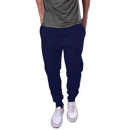 Mens Active Fleece Jogger Pants Navy Blue Jogging Urban Basic Tapered fit