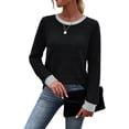 thumbnail image 3 of WIHOLL Long Sleeve Shirts for Women Fall Sweaters Fashion Color Block Crew Neck Pullover Tops 2026 Winter Lightweight Women's Sweaters, 3 of 11