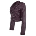 thumbnail image 5 of Fashion2Love Women's Juniors Fashionable Cropped Faux Leather Moto Biker Jacket, 5 of 8