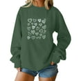 thumbnail image 4 of Mceream Valentines Chandails en Molleton pour Femmes Mode Imprimé Cœur Graphique Manches Longues Chemises Col Rond Surdimensionné Chandail Tops Grande Taille Vert Armée m, 4 of 5