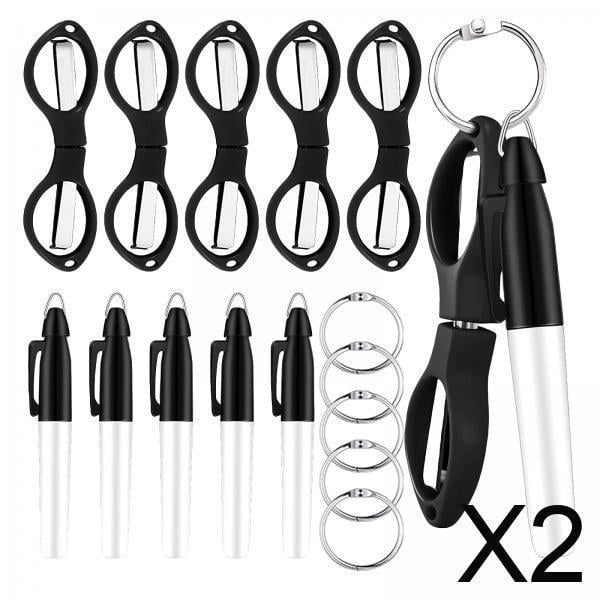 Tijeras para bolígrafo de enfermera,Mango de ABS Mini tijeras plegables Juego de bolígrafos para enfermera,Marcadores permanentes Paquete de bolígrafos para enfermera,Anillos de plata