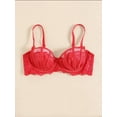 thumbnail image 4 of Women's Sexy Lace Bra Underwire Balconette Unlined Demi Sheer Plus Size（Red,36B), 4 of 5