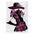thumbnail image 3 of Ambesonne Fashion Tablecloth Rectangular Table Cover, Woman in Floral Dress, 52"x70", Fuchsia Black, 3 of 4