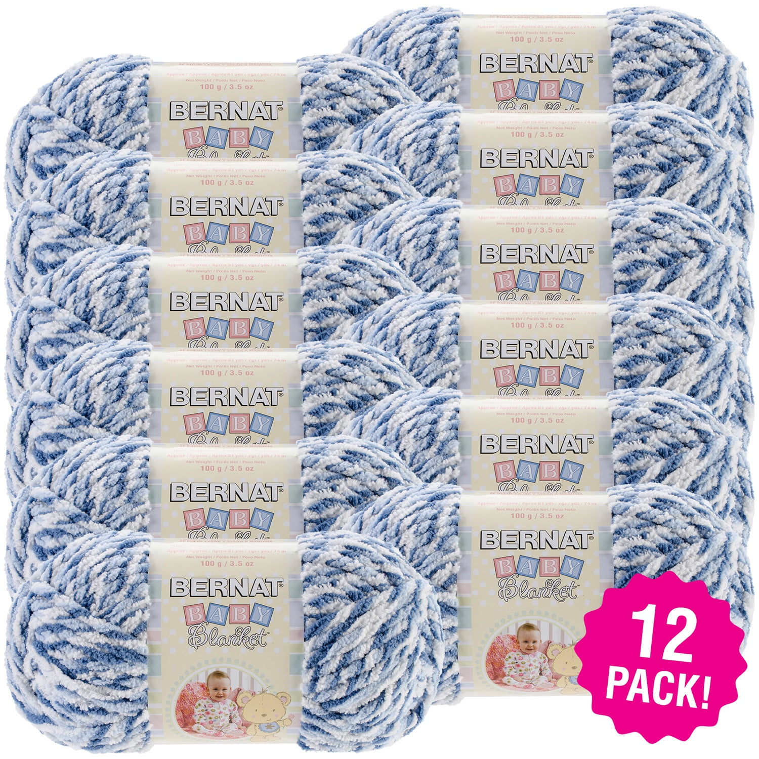 Bernat Baby Blanket Twists Yarn Blue Twist, Multipack of 12 Walmart
