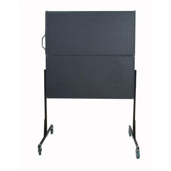 Triton Products® 50 In. W Mobile Stand-Alone Pegboard Unit with 4 Black Polyethylene Matte Finish DuraBoard Pegboards