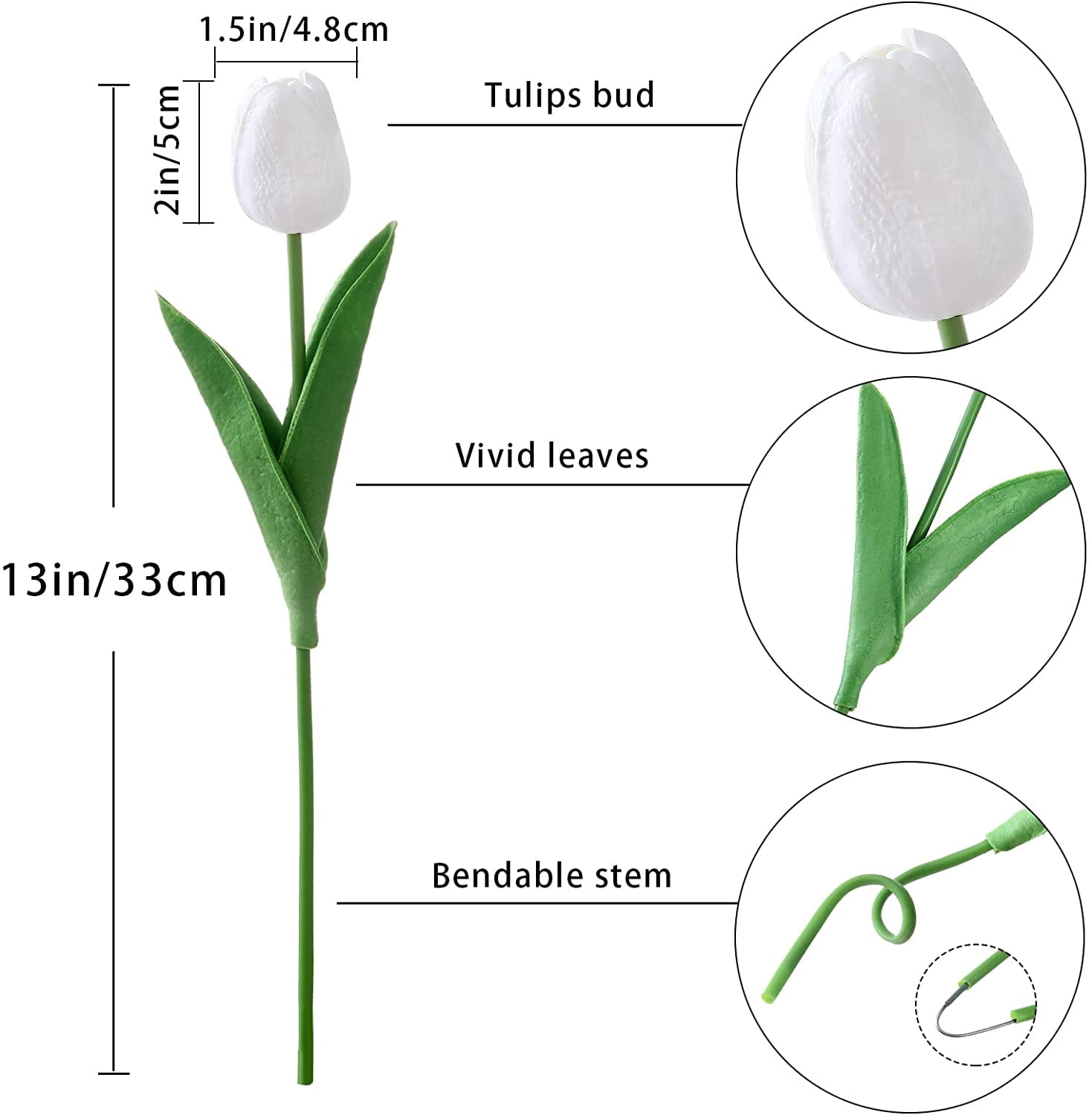 20PCS Tulips Artificial Flowers Real Touch Tulips Flowers for Decoration 13.5" Tulips Flowers Bulk Artificial Tulips Flowers for Vase Centerpieces Home Wedding Bouquet