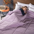 thumbnail image 3 of DOMDEC Luxury Flannel Fleece Comforter with Plush Sherpa Back - Faux Fur Blanket, Winter Warmth, Purple King Size 104x90 Inches, 3 of 7