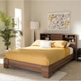 thumbnail image 2 of Baxton Studio Vanda Modern and Contemporary Two-Tone Walnut and Black Wood Queen Size Platform Bed, 2 of 5