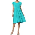 thumbnail image 1 of TheMoogan Women's Flutter Ruffle Cap Sleeve Tiered Jersey Babydoll A-Line Midi Day Dress, 1 of 6