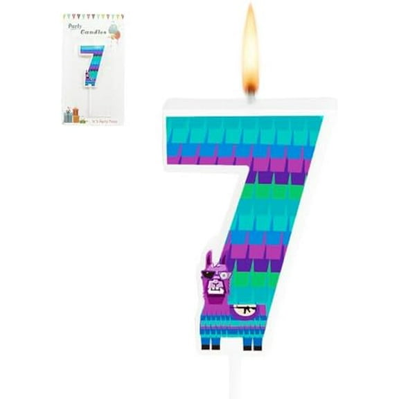 Video Game Birthday Candles Llama Themed Numeral Cake Topper Battle Gaming Party Candle Birthday Decoration Supplies (Number 7)$$Home Decor, Kitchen, & Other