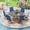 Black-Blue, variant on Vicllax 7-Piece Outdoor Patio Dining Set Metal Swivel Chairs & Round Steel Table with Umbrella Hole