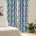 thumbnail image 3 of Ambesonne Colorful 4-Panel Curtains, Surreal Flowers, 56"x95", Blue and Multicolor, 3 of 4