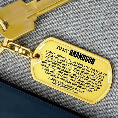 Quinlirra Easter Clearance Personalized To My Grandson Unique Keychain, Gift For Grandson Grandchild From Grandpa Grandma Remember Whose Grandchildren You Are Gifts For Women