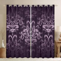 jejeloiu Spooky Halloween Spider Blackout Curtains Set of 2 (52x84 Each),Vintage Bohemian Flowers Window Curtains,Red Damask Floral Curtains and Drapes For Adults,Ultra Soft Home Decor