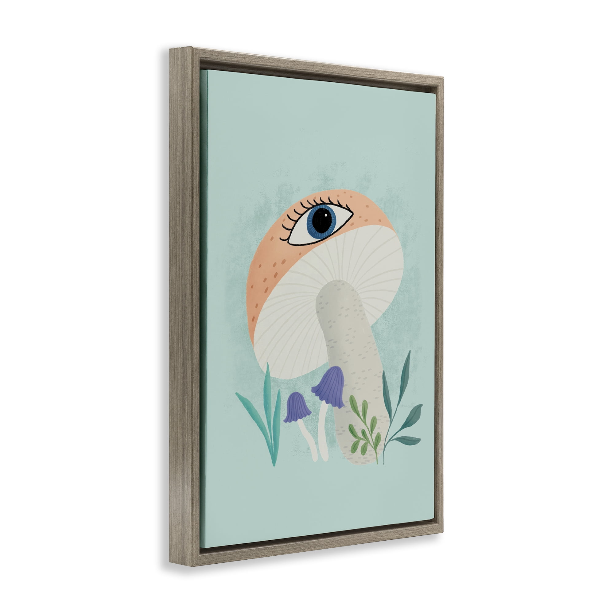 Stupell Industries Mushroom with Mystical Eye Brown Framed Floater Canvas Wall Art, design by Metka Hiti