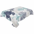thumbnail image 2 of Teal Blue Coastal Tablecloth Rectangle Table Cloth 60x102 , Waterproof Tablecloth Outdoor Table Cloth, Sea Turtle Nautical Coral Summer Beach Washable Table Cover for Kitchen Dining Party, 2 of 8