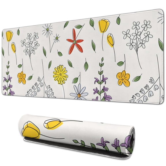 Elegant Mini Floral Flower Mouse Pad - Non-Slip Rubber Base, Smooth Surface, Exceptional Tracking, Ideal for Gaming, Office & Home Use, Large 31.5x11.8 Inch - Improve Your Workspace Style & Efficiency
