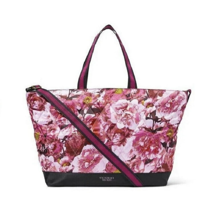 Victoria's Secret Pink Quilted Satin Floral Weekender Tote Gym
