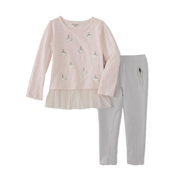Infant & Toddler Girls Pink & Gray Ballerina Baby Outfit Shirt & Leggings 24m