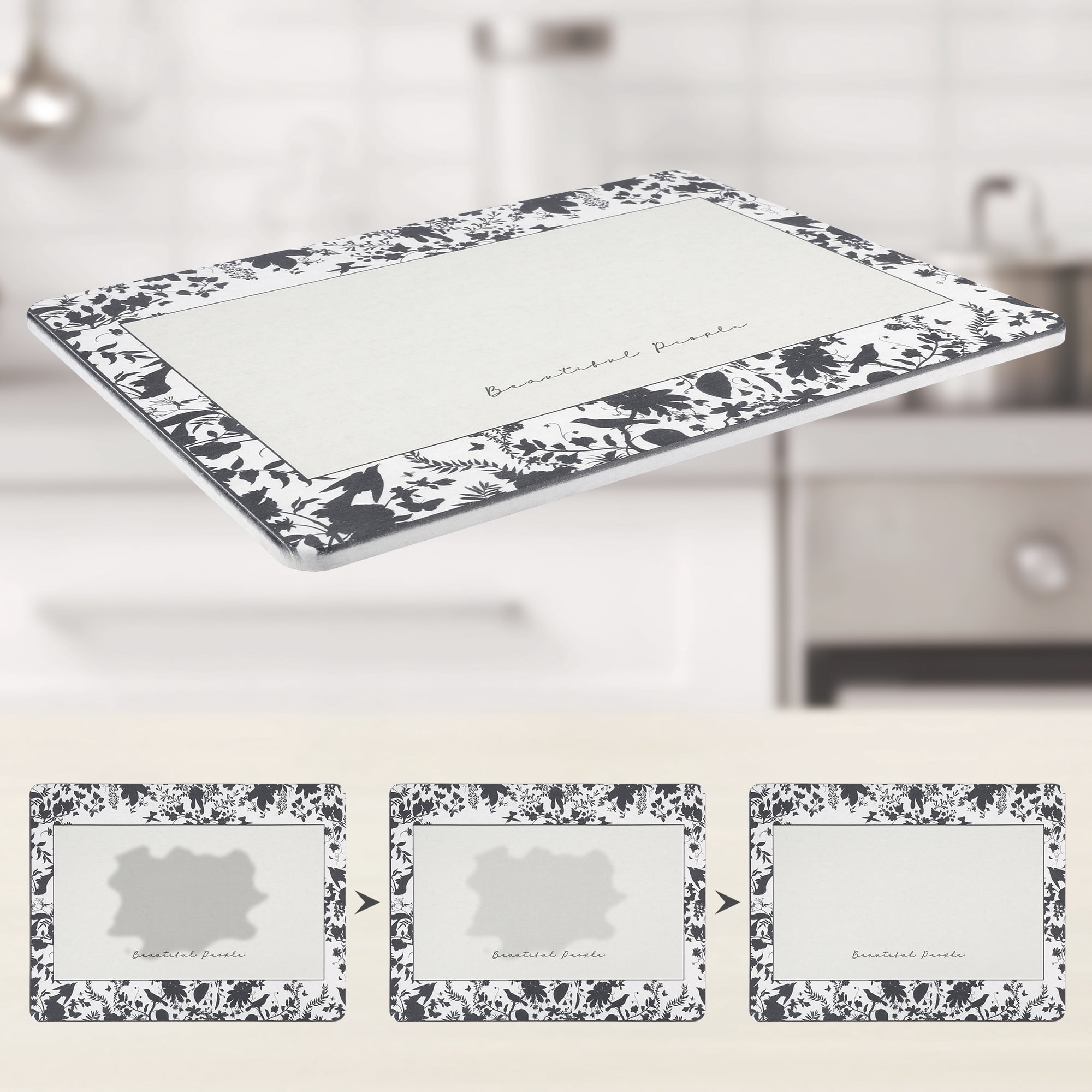 Unique Bargains Elegant Quick Dry Dish Drying Mats for Dishes Beige