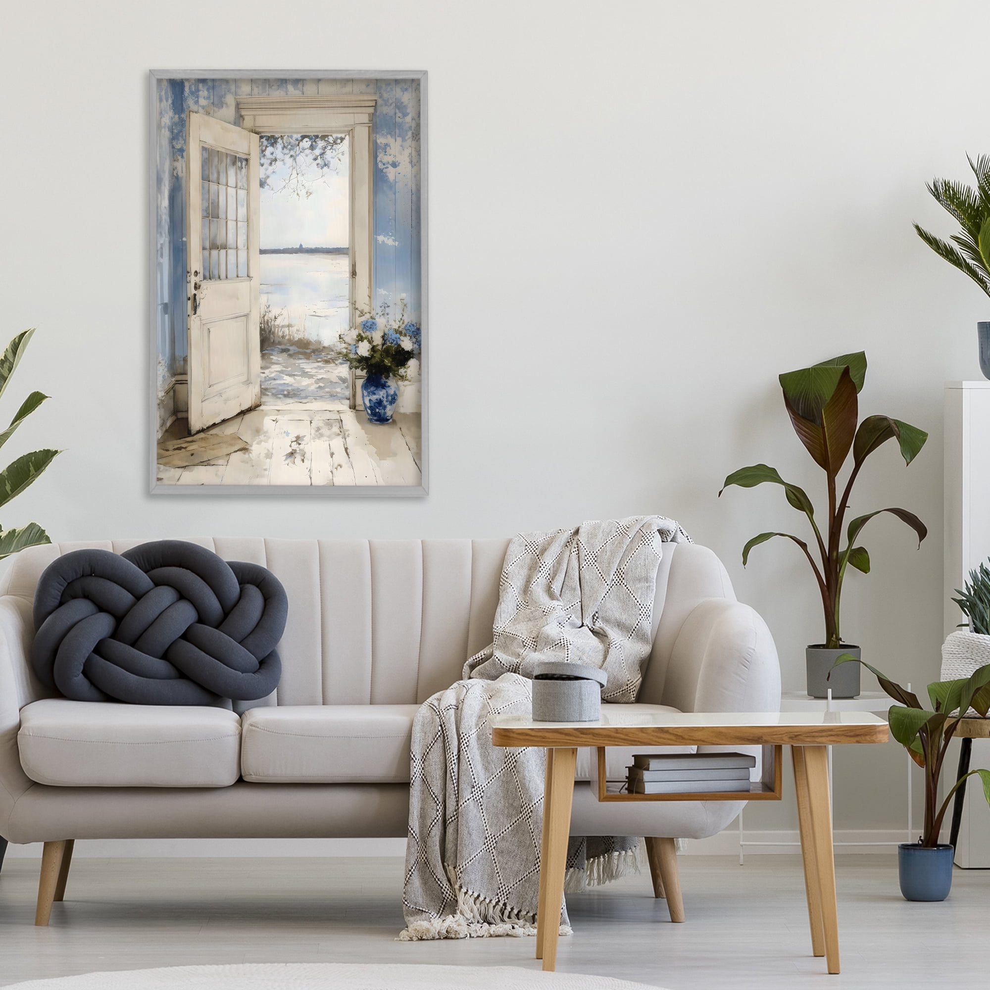 Stupell Industries Blue Country Cottage Doorway Gray Framed Giclee Art, design by LSR Design Studio
