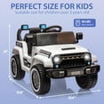thumbnail image 6 of Riedhoff 12V Kids Ride-on Truck with Remote, Spring Suspension, 3 Speeds,LED Lights & Music - White, 6 of 9