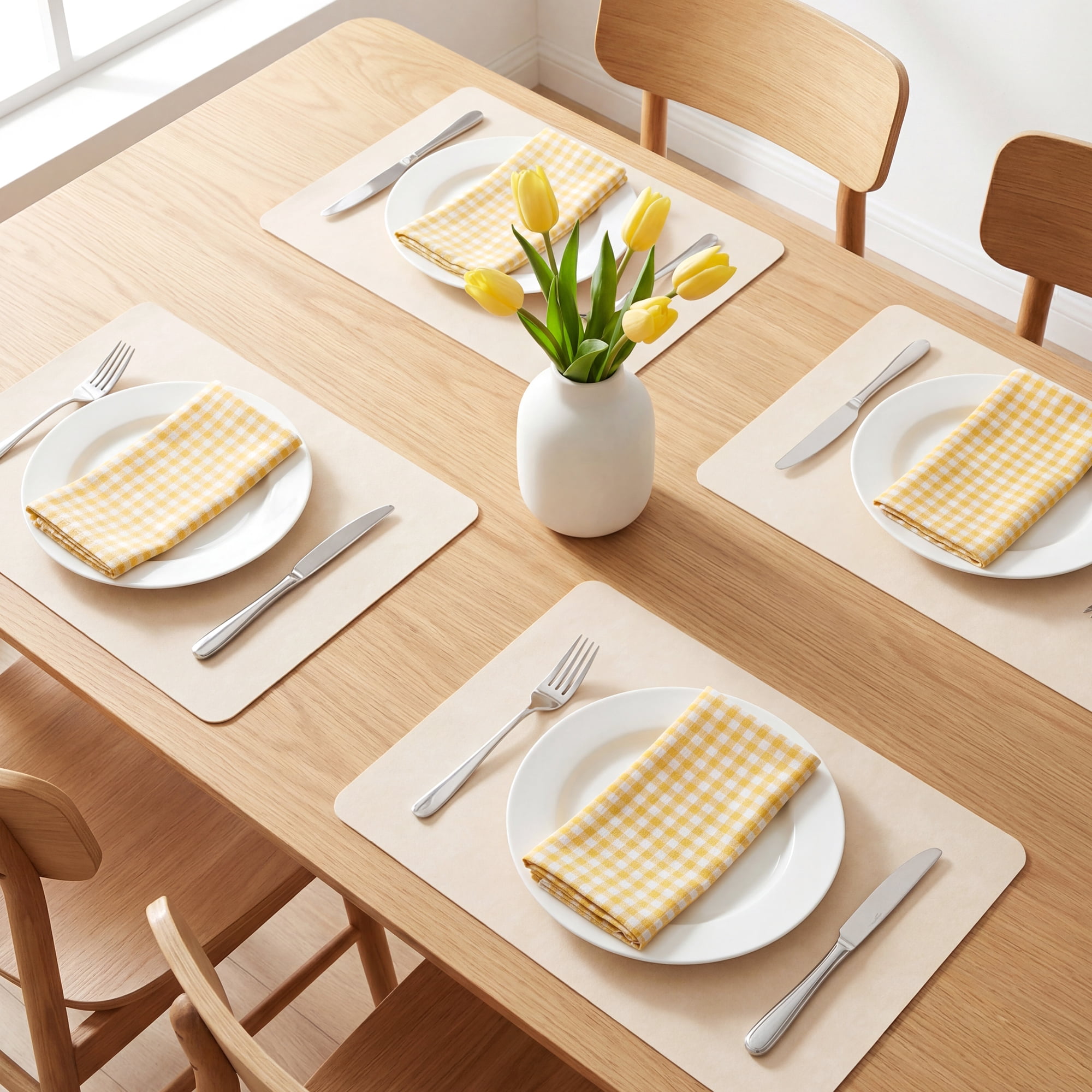 Unique Bargains Waterproof Placemats 4pcs Milk Coffee 17.7"x11.8"