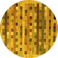 thumbnail image 1 of Ahgly Company Machine Washable Indoor Round Abstract Yellow Contemporary Area Rugs, 8' Round, 1 of 4